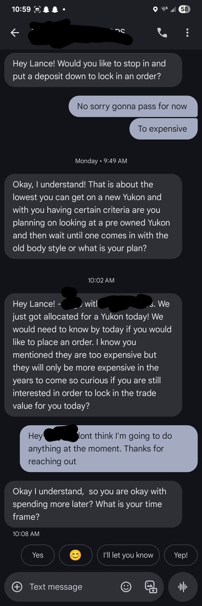 Lance (@citrowske_l) on Twitter photo This is why I hate car shopping. Sorry I'm not spending 80-90k for a new yukon xl. The last comment just confirmed my decision. If I talked to potential customers like this when selling trucks I would have no customers left. <a href="/GuyDealership/">Car Dealership Guy</a> This is why I hate car shopping. Sorry I'm not spending 80-90k for a new yukon xl. The last comment just confirmed my decision. If I talked to potential customers like this when selling trucks I would have no customers left. <a href="/GuyDealership/">Car Dealership Guy</a>