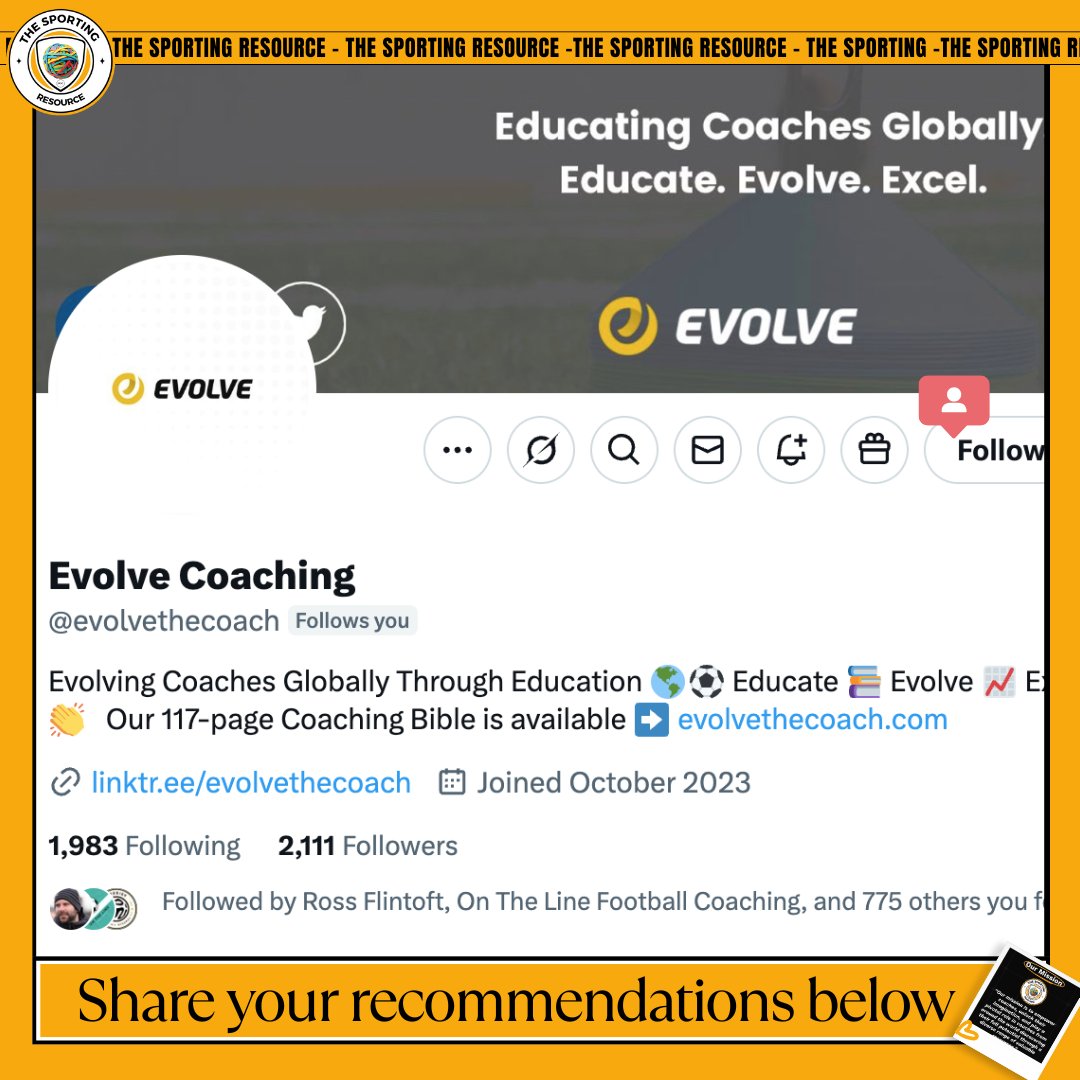 #FollowFriday The Spotlight Week 17: <a href="/evolvethecoach/">Evolve Coaching</a>

From innovative beginnings to becoming a global coach education platform. 

Growth &amp; Impact: 
◍ 2,111+ engaged coaches worldwide
◍ Comprehensive 117-page Coaching Bible 
◍ Global education reach
◍ Emerging influence since