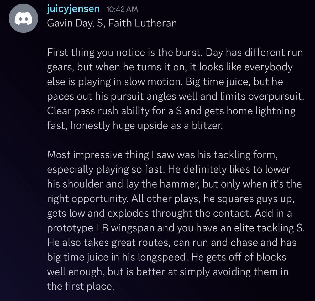 dubduphuskies's tweet photo. (VIP) One of the most glowing scouting reports that our in-house scout .@jensen_juicy has ever written up for us is .@gavinday26
โ-Cat is out of the bag, our members very much want to see him a Husky
๐: https://t.co/4vgapilRZE https://t.co/OdnMlhmcaM