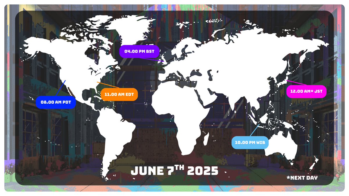PersikKatheryne's tweet photo. KATASTROPHIK CANVAS
Katheryne Persik 2025 Birthday Concert
will be held on...

SATURDAY, JUNE 7TH 2025
4pm BST / 11am EDT / 10pm WIB
(with some additional timezones provided in the 2nd picture!)

Please look forward to the concert!! https://t.co/vamHMrR9Qw
