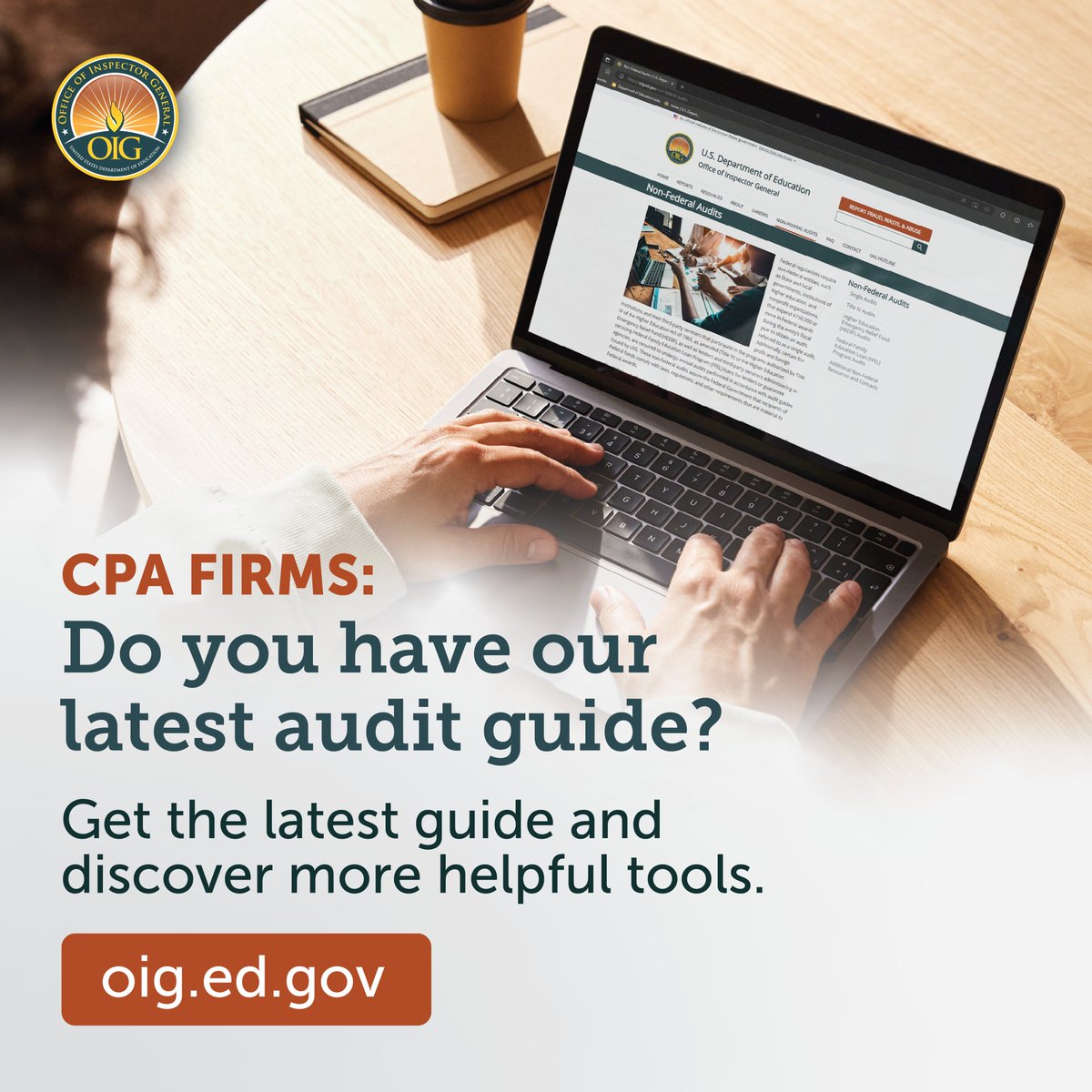 Attention Non-Federal auditors: whether you’re conducting your first audit or 100th of a school, be sure to check out the OIG’s Non-Federal audit webpage where you’ll find a trove of resources – guidance, checklists, and more! ➡️ oig.ed.gov/non-federal-au…