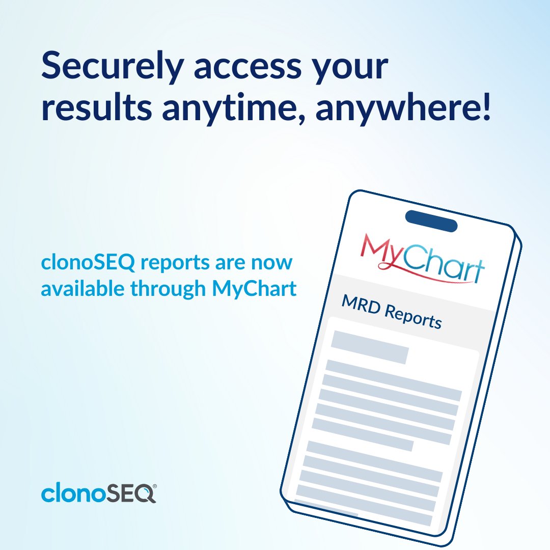 Your clonoSEQ #MRD reports are now available through MyChart, an online portal where you can view new and historical test results. Learn more: clonoseq.com/get-my-clonose…

clonoSEQ is FDA-cleared to assess MRD in CLL, MM, and ALL. For further info: rb.gy/8tju9y