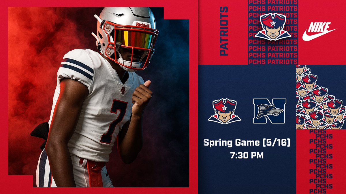 PCHS_Pats's tweet photo. The Patriots are ready to take off! Spring Football game will take place on Friday, May 16, at 7:30 PM.#PatriotNation🔴⚪️🔵 https://t.co/m4KJtObC7r