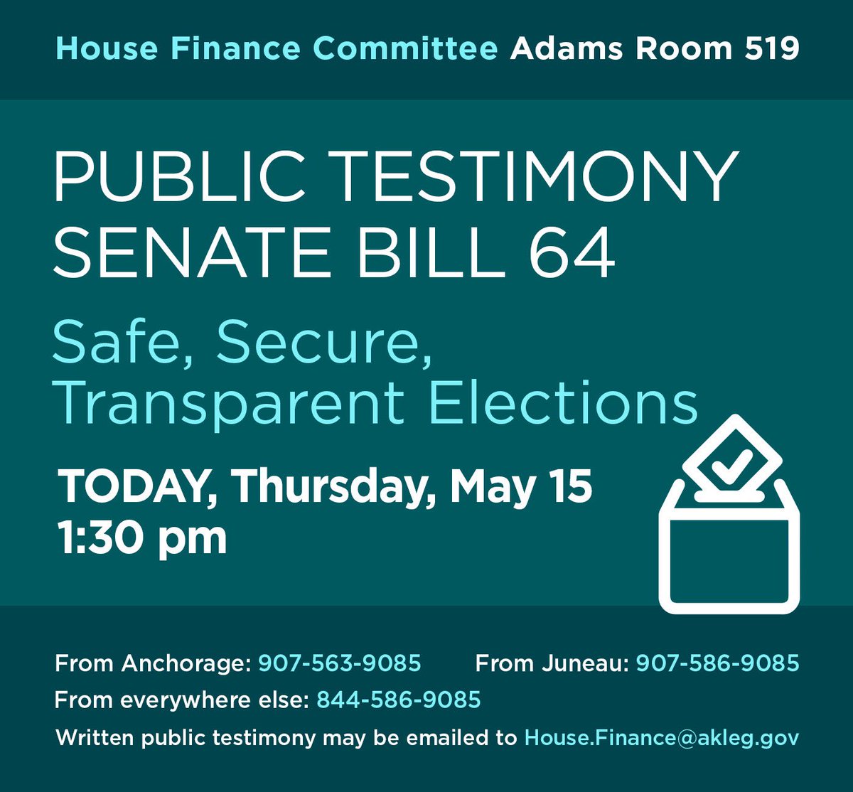 Call in to support bi-partisan legislation to make our elections safer, more secure and transparent.