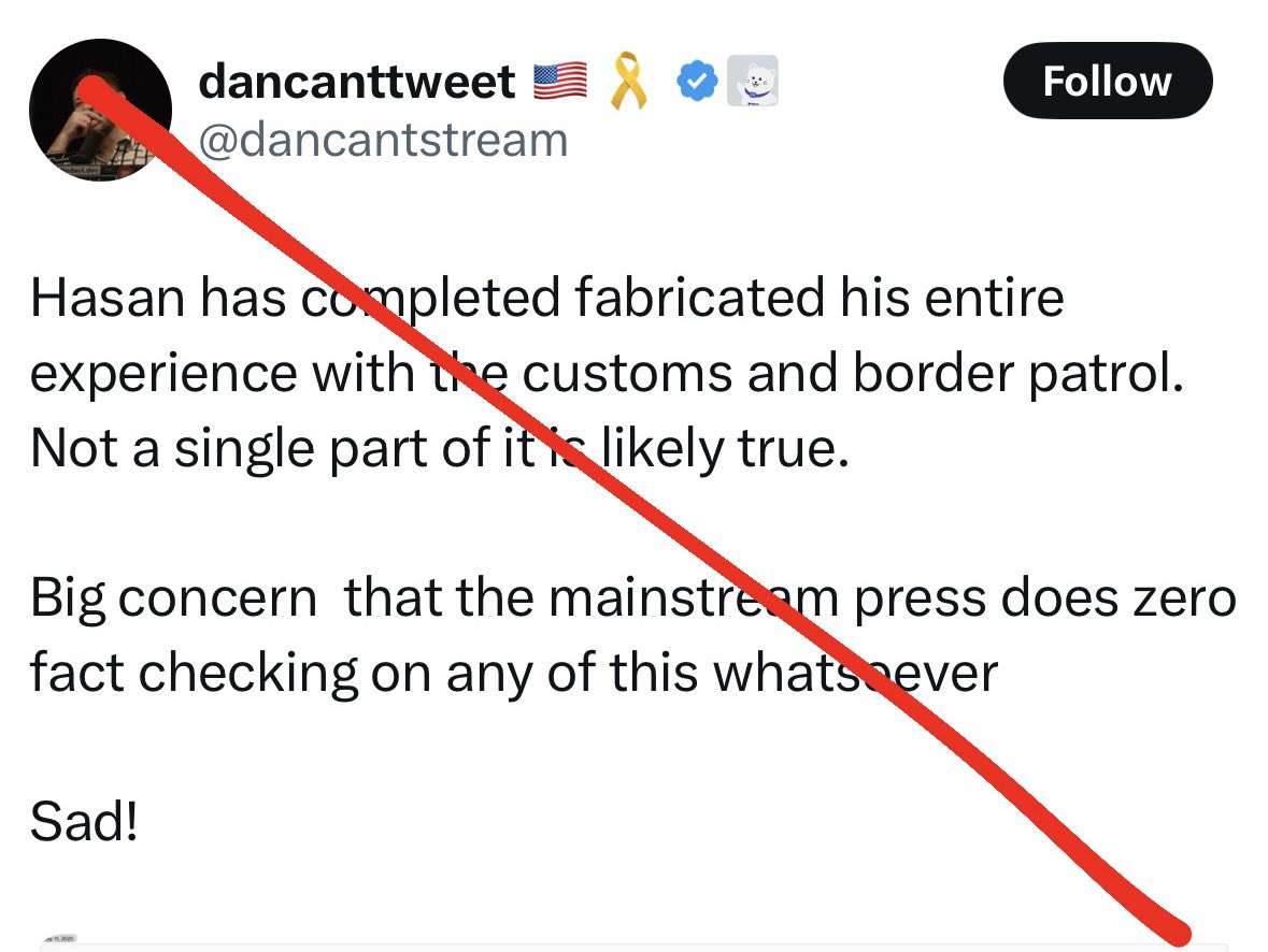 TaylorLorenz's tweet photo. Just to be clear: the government literally confirmed that Hasan was detained publicly and to multiple media outlets. None of this is in dispute by anyone except the most brain rotted weirdos https://t.co/PLAsyCSuTX