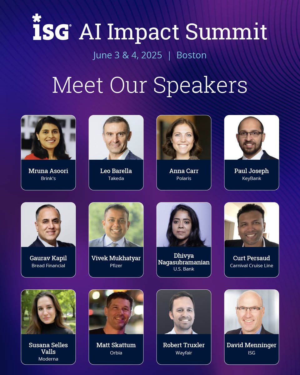 🔜 The ISG AI Impact Summit will be in Boston in 3 weeks time 📅 Join us on June 3 &amp; 4 to hear from our leading speakers and gain insights on turning AI into real business value. 

Register today to secure your seat ➡️  bit.ly/4j8Tra7.

#ISGEvents #AIevent  #AIreadiness