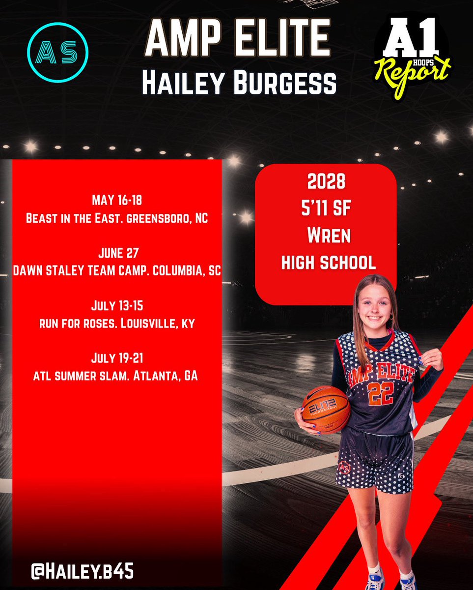 Hailey Burgess (@hailey_b2028) on Twitter photo come check my teammates and I out this weekend at Beast of the East in Greensboro NC! first game is 5/16 at 2:15 on court 7!
<a href="/InsiderExposure/">InsiderExposure</a> <a href="/a1hoopsreport/">A1 HOOPS REPORT</a> <a href="/PGH_SCarolina/">Prep Girls Hoops South Carolina</a> come check my teammates and I out this weekend at Beast of the East in Greensboro NC! first game is 5/16 at 2:15 on court 7!
<a href="/InsiderExposure/">InsiderExposure</a> <a href="/a1hoopsreport/">A1 HOOPS REPORT</a> <a href="/PGH_SCarolina/">Prep Girls Hoops South Carolina</a>