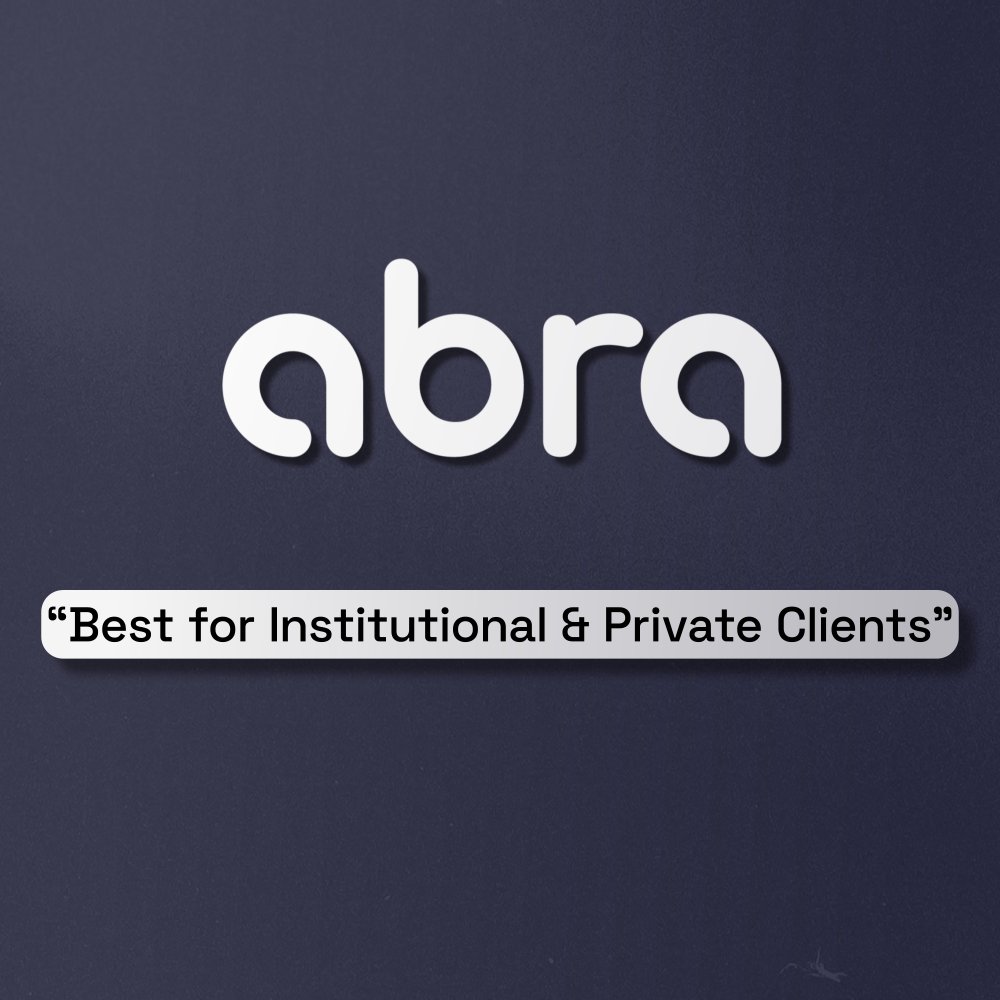 Abra was ranked “Best for Institutional & Private Clients” among top  Cryptocurrency platforms by https://t.co/SBU1o2D8hc The review reads, “With  a focus on security, flexibility, and personalized service, Abra is a  trusted partner