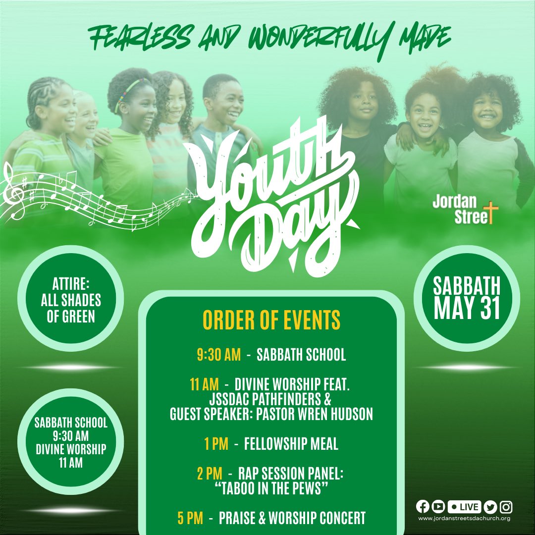 JSSDAC's tweet image. 🎶 🎤 🎵 🎙️ The #JSSDAC family extends an invitation to singers, groups, musicians, choirs and praise teams to join us in concert, Sabbath evening , 5/31 @ 5PM.

#YouthDay #Pensacola #AdventistPotluck #fellowship #Fearless #WonderfullyMade