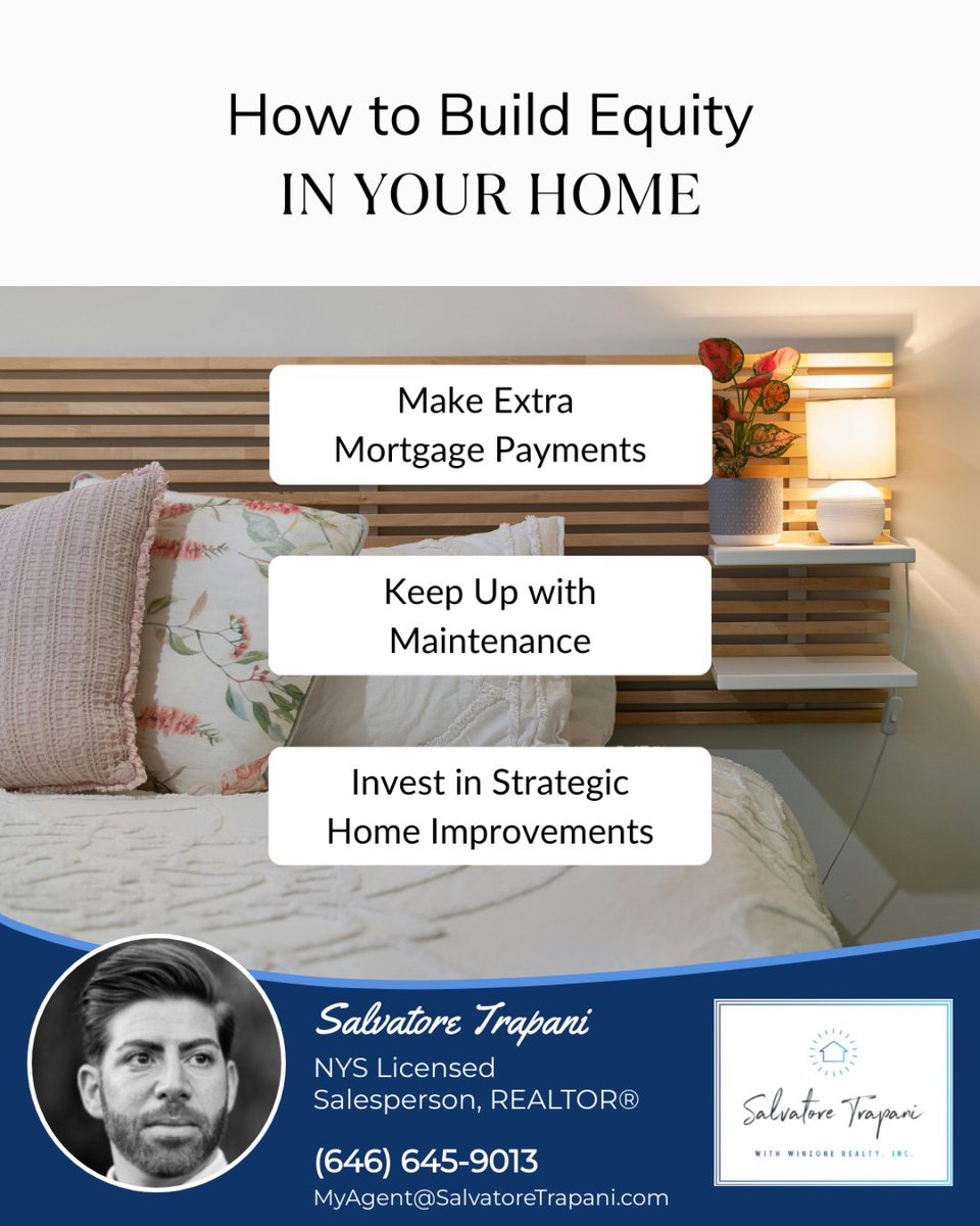 TrapaniRealtor's tweet photo. Want to grow your home’s equity faster? 🏡

✅ Make extra mortgage payments
✅ Keep up with maintenance
✅ Invest in smart upgrades

Equity = wealth. Ready to make a move? Reach out today!

#homeownership #realestate #financing #mortgage #mortgagetips https://t.co/N5wUC9YA07