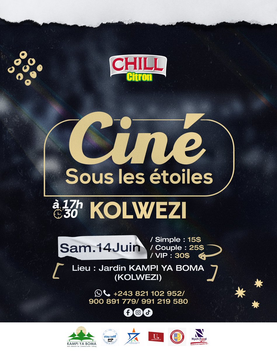Bonsoir 😉

Des ami.e.s à KOLWEZI ?🤷🏾‍♂️

Merci de les recommander Le Meilleur Plaisir Du Cinéma En Plein Air 😇🙏🏽

<a href="/ML62826092/">Myoto Liyolo</a>  <a href="/tisyamukuna/">Tisya Mukuna - La Kinoise</a>  <a href="/EVENTSRDCCOM/">EVENTSRDC</a>  <a href="/actualitecd/">ACTUALITE.CD</a>