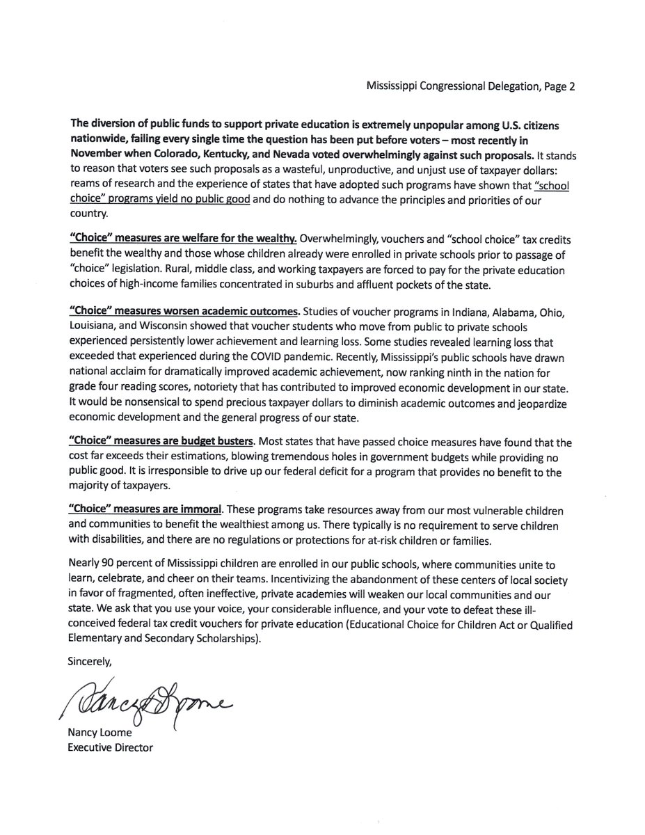 ALERT: Congress is advancing legislation that would force universal private school vouchers into every state in the country, including Mississippi. See details &amp; read our opposition letter to MS's congressional delegation: msparentscampaign.org/alert-need-cal…
