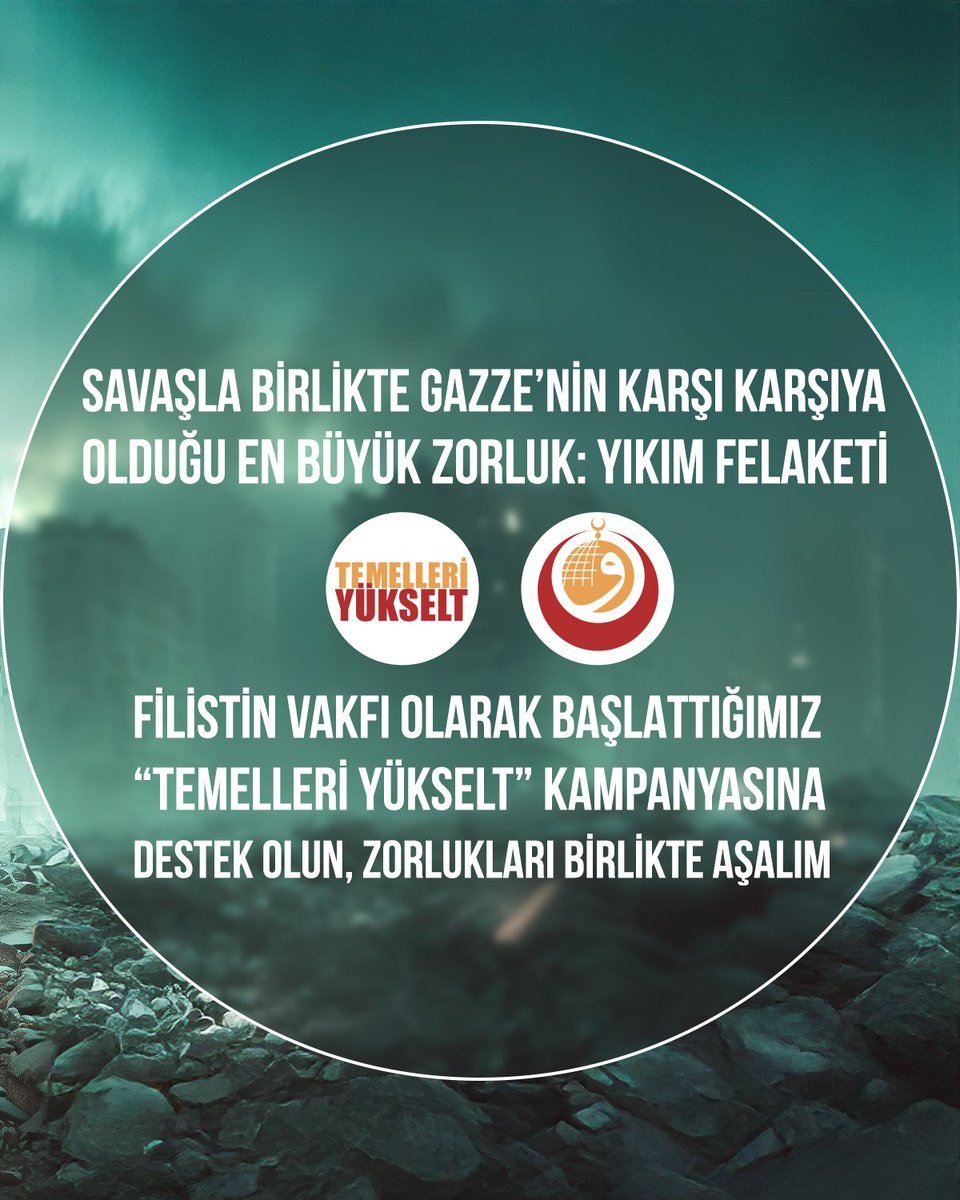 Gazze, savaşla birlikte 50 milyon ton enkazın altında kaldı.

Devam eden abluka ve kapalı sınırlar, yeniden inşa sürecini durma noktasına getirdi.
Mevcut koşullarda, yetersiz ekipman nedeniyle yeniden inşa süreci 21 yıl sürecek.
Oysa gerekli makinelerin girişi sağlanırsa bu süre