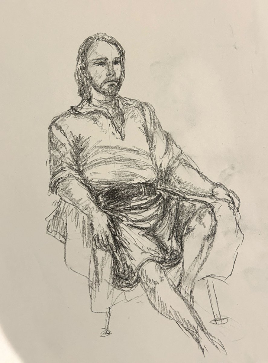 WTVLCreates's tweet photo. Stevie (and his kilt!) stole the spotlight at Community Draw this week. 💁‍♂️🎨
 Our Wednesday crew turned out some amazing work—scroll for kilts, creativity, and classic Stevie poses.
#CommunityDraw #WatervilleArts #FigureDrawing https://t.co/JfDck3pRxi