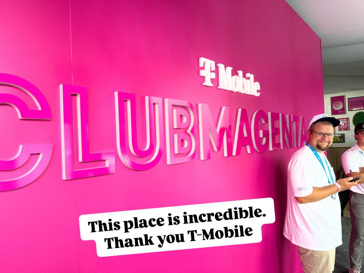 T-Mobile Club Magenta is the place to be at the PGA Championship! Just left of 10 green. Air conditioned, fully stocked bar, chargers for phones. T-Mobile Club Magenta has it all. @tmobile