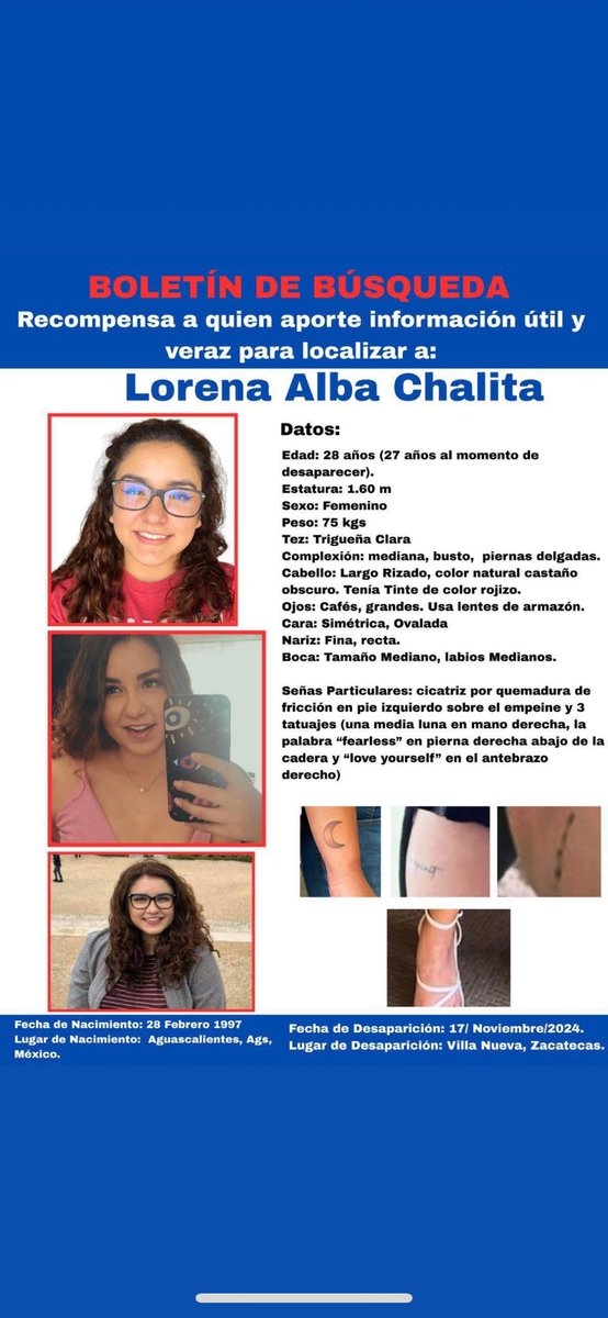 FanyJmz's tweet photo. Uno no entiende el dolor tan grande de las madres buscadoras, de la hermana de la amiga, etc. hasta que un día entras a todas tus redes sociales y ves la foto de boletín de búsqueda por todos lados de una de tus mejores amigas! NOS FALTA LORE !!!! Justicia para Lore !!! https://t.co/w1ULeZiUnm