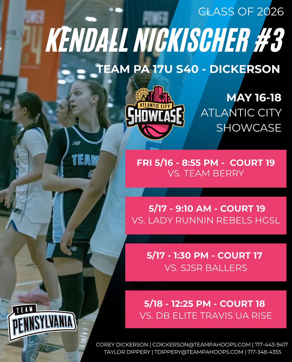 Kendall Nickischer (@kendalln_3) on Twitter photo Time for the Atlantic City Showcase!! Come check us out <a href="/TEAMPAHOOPS/">TEAM PENNSYLVANIA</a> <a href="/CoreyD2For1/">Corey Dickerson</a> <a href="/TRDipp/">Taylor Dippery</a> <a href="/BecahiGBB/">Becahi Lady Hawks Basketball</a> <a href="/coacharnold365/">Arnold Alleyne</a> Time for the Atlantic City Showcase!! Come check us out <a href="/TEAMPAHOOPS/">TEAM PENNSYLVANIA</a> <a href="/CoreyD2For1/">Corey Dickerson</a> <a href="/TRDipp/">Taylor Dippery</a> <a href="/BecahiGBB/">Becahi Lady Hawks Basketball</a> <a href="/coacharnold365/">Arnold Alleyne</a>