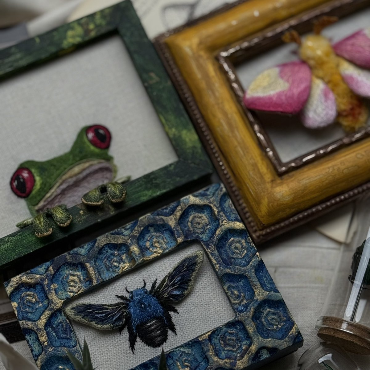 a collection of mini creatures 

(I literally love them) #embroidery
