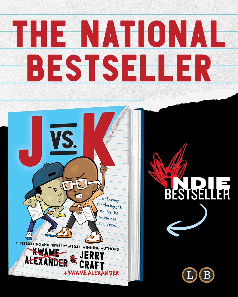 Little, Brown Young Readers (@littlebrownyr) on Twitter photo Congratulations to Kwame Alexander and <a href="/JerryCraft/">Jerry Craft</a> on their INDIE BESTSELLER!! J VS. K for the WIN! Major thanks to all the indie booksellers and fans for your amazing support for this amazing book! Congratulations to Kwame Alexander and <a href="/JerryCraft/">Jerry Craft</a> on their INDIE BESTSELLER!! J VS. K for the WIN! Major thanks to all the indie booksellers and fans for your amazing support for this amazing book!