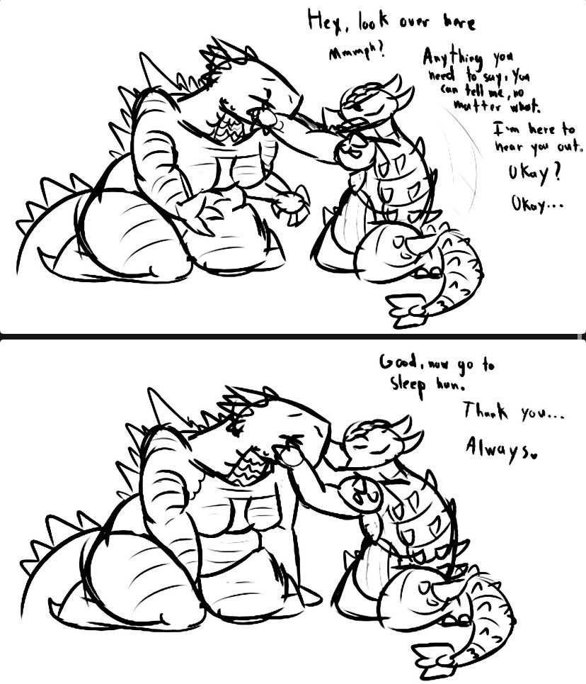 DoubleAye_Vee's tweet photo. [CW: SUGGESTIVE ANGST]

We all love a scarred up muscle lady, but Shimo’s scars are more than physical 

She’s lucky to have Anguirus to help them heal

#GodzillaXKongTheNewEmpire #Godzilla #Shimo #Anguirus #MonsterVerse #anguimo https://t.co/8oOB9ycXr1