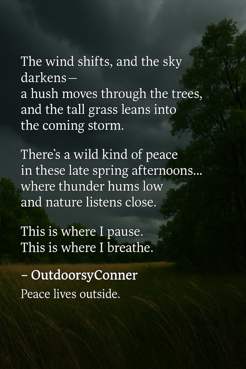 OutdoorsyConner's tweet photo. #PeaceLivesOutside #OutdoorsyConner #SpringStorms #GrasslandVibes #BohoOutdoors #ThunderAndStillness #NatureFlow #BreatheOutside #QuietBeforeTheStorm #WildPeace #MindfulMoments #BohoAesthetic #LateSpringVibes #StormySkies #CalmInTheChaos #RootedInNature #MinimalOutdoors #SoulfulScenery #ThursdayEnergy #EarthRhythms