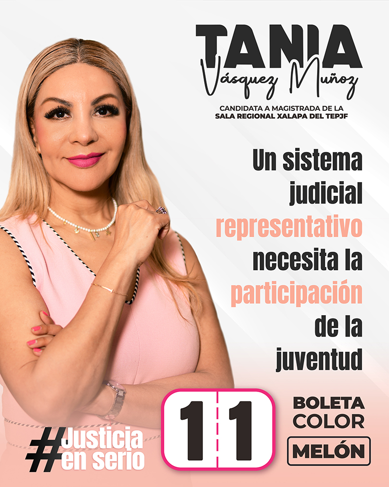 Tanis_Vas's tweet image. Un sistema judicial fuerte se construye con ideas nuevas.🌱 
La juventud tiene que ser parte del cambio.  ¡VOTA 1️⃣1️⃣ en la boleta color melón el 01 de junio!👩‍⚖️ 
#Vota11 #Magistrada #Vota1DeJunio #Elecciones2025
#ConstruyamosJusticia