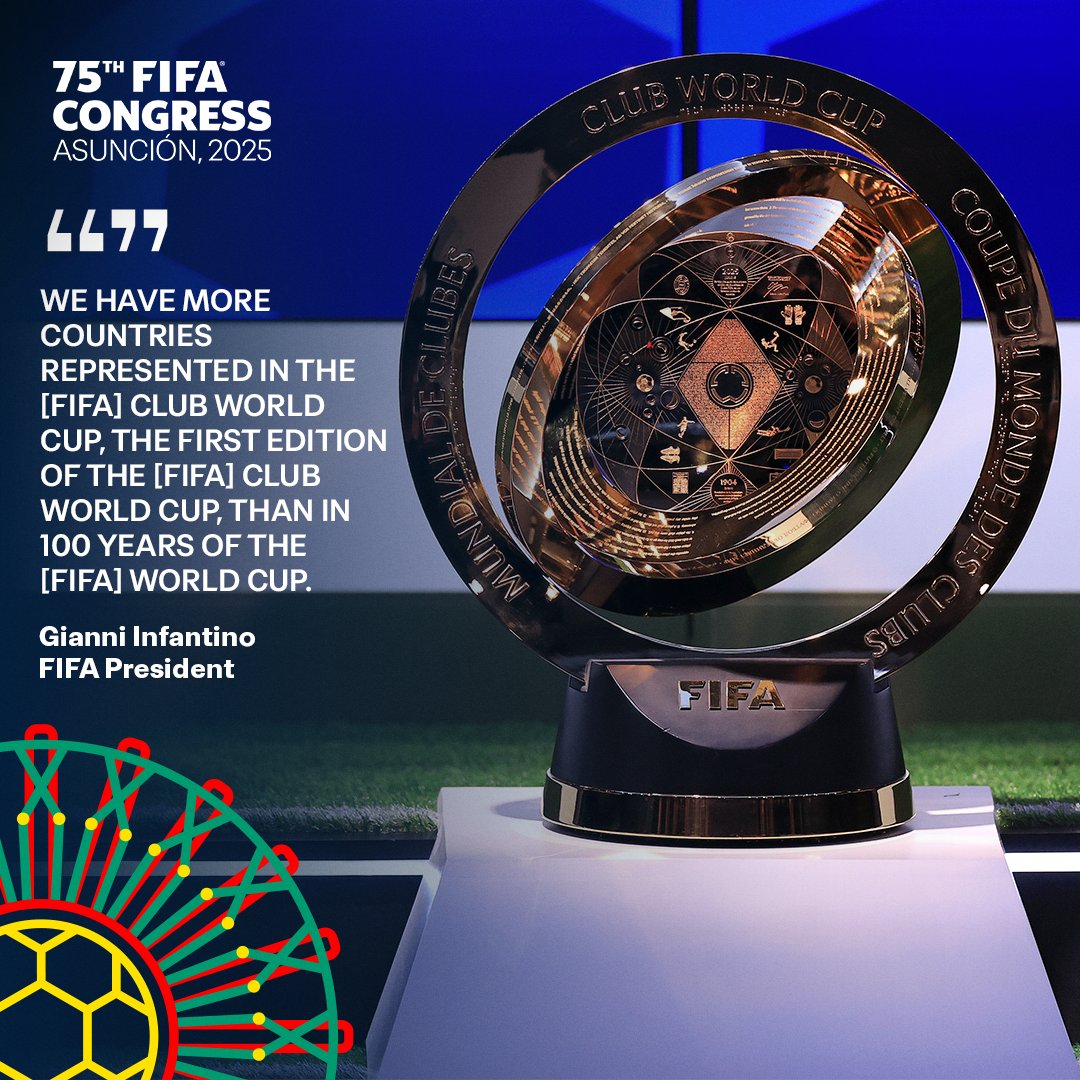 FIFA (@fifacom) on Twitter photo The most diverse football competition in history 🙌
At the 75th FIFA Congress in Asunción, FIFA President Gianni Infantino explained how the <a href="/FIFACWC/">FIFA Club World Cup</a> will give more nationalities than ever before the chance to shine on the global stage. The most diverse football competition in history 🙌
At the 75th FIFA Congress in Asunción, FIFA President Gianni Infantino explained how the <a href="/FIFACWC/">FIFA Club World Cup</a> will give more nationalities than ever before the chance to shine on the global stage.