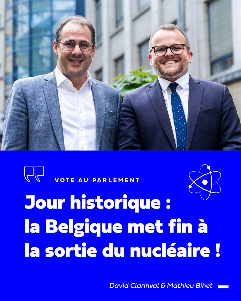 ⚛️ Jour historique pour l’énergie nucléaire en Belgique !

⚡ Le mot est parfois galvaudé, mais pour moi, ce jour est vraiment historique pour notre pays : la loi de sortie du nucléaire n’est plus !

🇧🇪 En effet, aujourd’hui, la Chambre a voté la fin de la sortie du nucléaire.