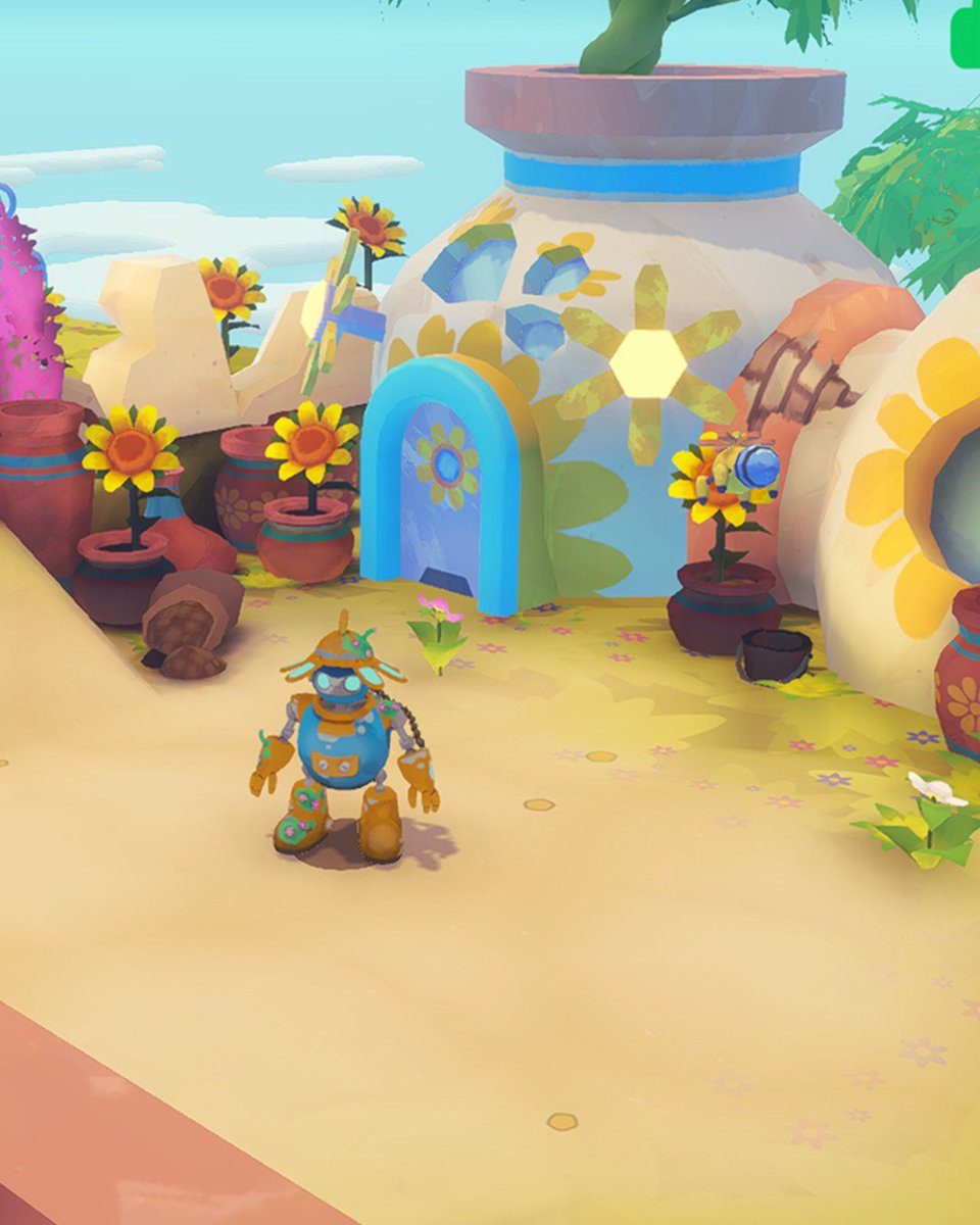 solarleapgame's tweet photo. Meet Helio 👋🤖 - a curious little robot with a big task ahead 
He lives in a cozy hut that is yet to have a name! 🏡 
What should we call it? 🤔

#indiegame #cozygames #platformer #nintendoswitch #solarleapgame https://t.co/XSjdyfKkOE