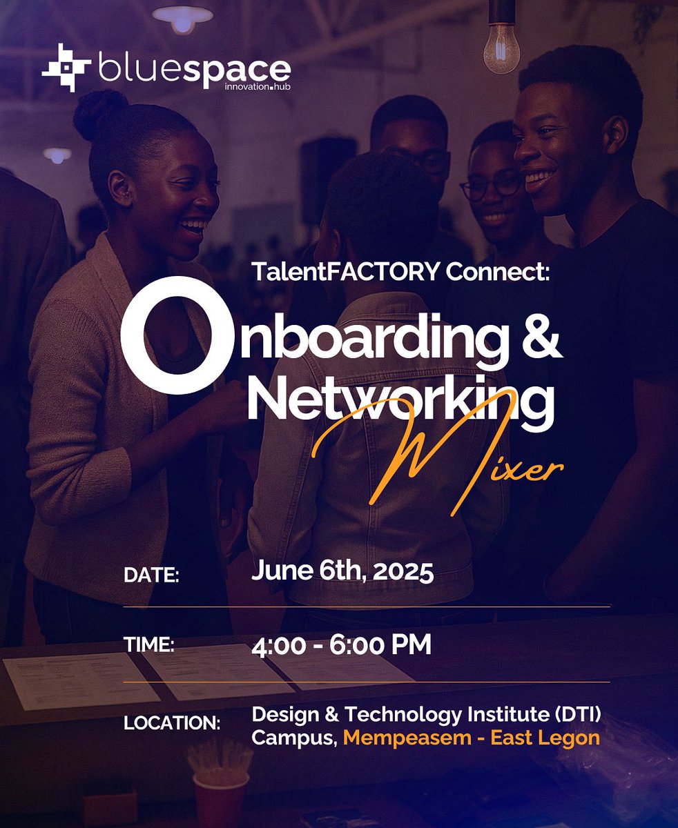 BlueSPACE Innovation Hub (@bluespace_hubs) on Twitter photo Join us for an evening of networking!
BlueSPACE Innovation Hub presents its first-ever corporate mixer:
Date: June 6th, 2025
Time: 4:00 - 6:00 PM
📍Location: <a href="/dtiafrica/">Design and Technology Institute</a> (DTI) Campus, Mempeasem - East Legon
Register for free:
🔗 tinyurl.com/445u5y2r Join us for an evening of networking!
BlueSPACE Innovation Hub presents its first-ever corporate mixer:
Date: June 6th, 2025
Time: 4:00 - 6:00 PM
📍Location: <a href="/dtiafrica/">Design and Technology Institute</a> (DTI) Campus, Mempeasem - East Legon
Register for free:
🔗 tinyurl.com/445u5y2r