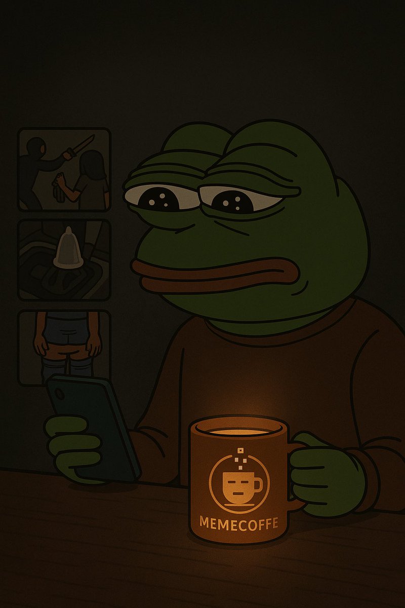 MEMECOFFEOFFICI's tweet photo. Scrolling the feed.

Women threatened with knives.
Endless pants being pulled down.
A condom on a handbrake.

I just wanted to brew a meme.
Make coffee.
Bring feeling back to people.
#memecoffe #crypto #nft #meme https://t.co/i4ugMSlDij