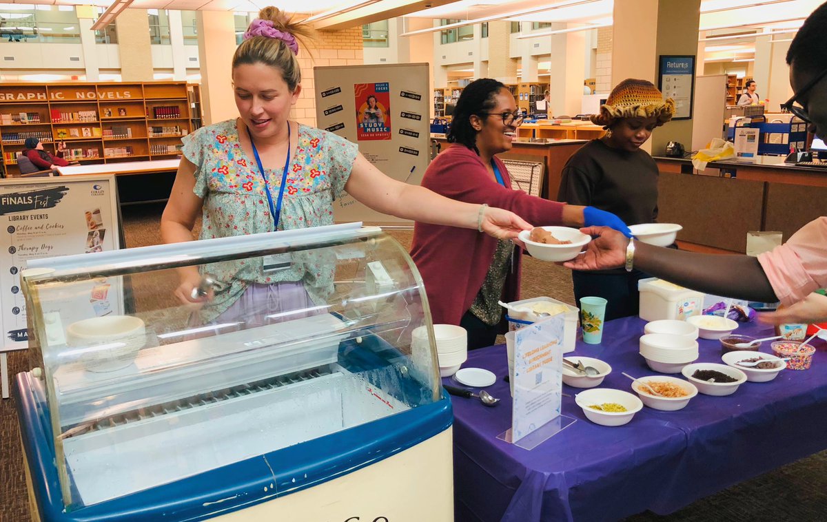 During Finals Week, the library served ice cream with toppings for students to enjoy while studying for exams. 🍨 We also emphasized the importance of lifelong learning and a growth mindset. We shared the link to our Lifelong Learning Library Guide at  collin.libguides.com/lifelonglearni…