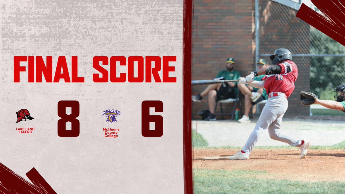 Lake Land Baseball (@llc_baseball) on Twitter photo Lakers survive and advance beating Mchenry Country College 8-6.
Gamers of the Day:
<a href="/KTarnoki/">Kiefer Tarnoki</a> 1-5 run
<a href="/KaidenMaurer__/">kaiden maurer</a> 1-2 3 runs 1 RBI
Shaif Colon 2-3 2B 💣 5 RBIs
<a href="/lucamendez_/">Luca Mendez</a> 2-4 2 R 💣1 RBI
Pitchers:
<a href="/ColinMc105/">Colin McCarty</a> 3IP 0 H 0 R 0 BB 3Ks (W)
<a href="/EddieScaccia/">Eddie Scaccia</a> 2IP 1H 0R 0BB 4 Ks (S) Lakers survive and advance beating Mchenry Country College 8-6.
Gamers of the Day:
<a href="/KTarnoki/">Kiefer Tarnoki</a> 1-5 run
<a href="/KaidenMaurer__/">kaiden maurer</a> 1-2 3 runs 1 RBI
Shaif Colon 2-3 2B 💣 5 RBIs
<a href="/lucamendez_/">Luca Mendez</a> 2-4 2 R 💣1 RBI
Pitchers:
<a href="/ColinMc105/">Colin McCarty</a> 3IP 0 H 0 R 0 BB 3Ks (W)
<a href="/EddieScaccia/">Eddie Scaccia</a> 2IP 1H 0R 0BB 4 Ks (S)