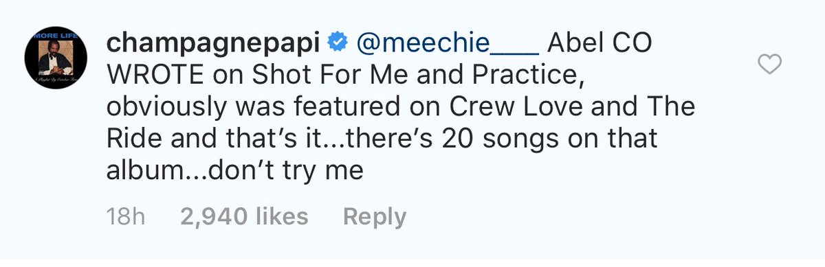 Clarification from Drake about Take Care and The Weeknd's involvement.