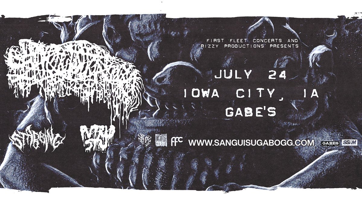 firstfleet's tweet photo. Just Announced! Hey Iowa City! 👋 @sanguisugabogg will be at @IowaCityGabes on July 24th with Putrid Stu &amp; Stabbing.

Tickets on sale now // https://t.co/yQ62DlTJo7 https://t.co/GX88xpioWC