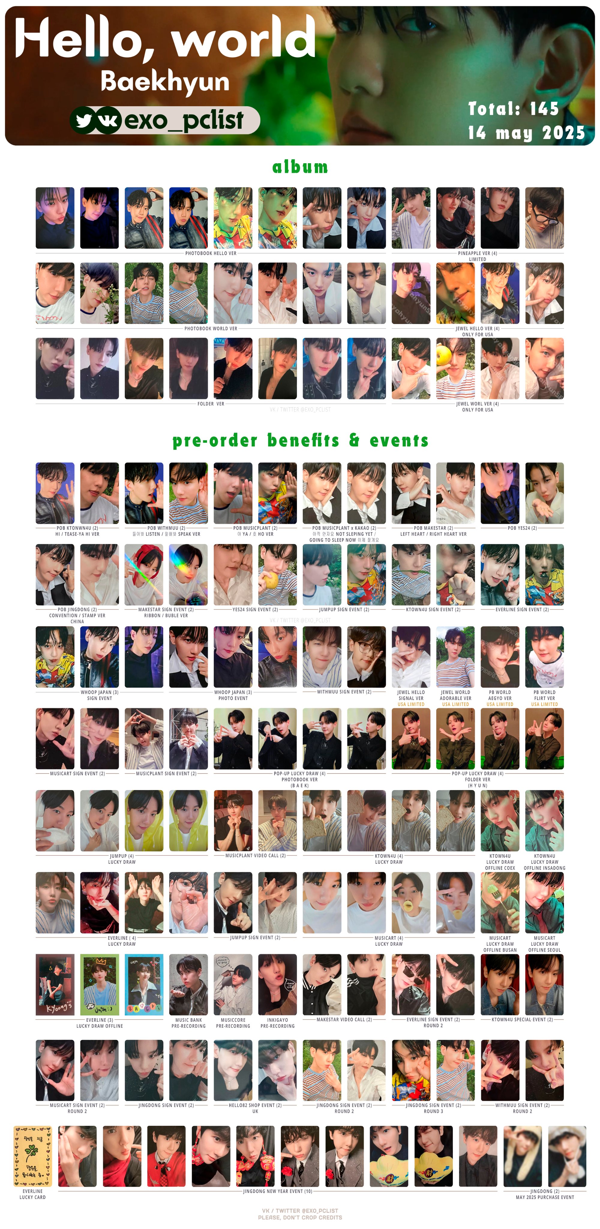 EXO's photocard lists | ot9 on X: 