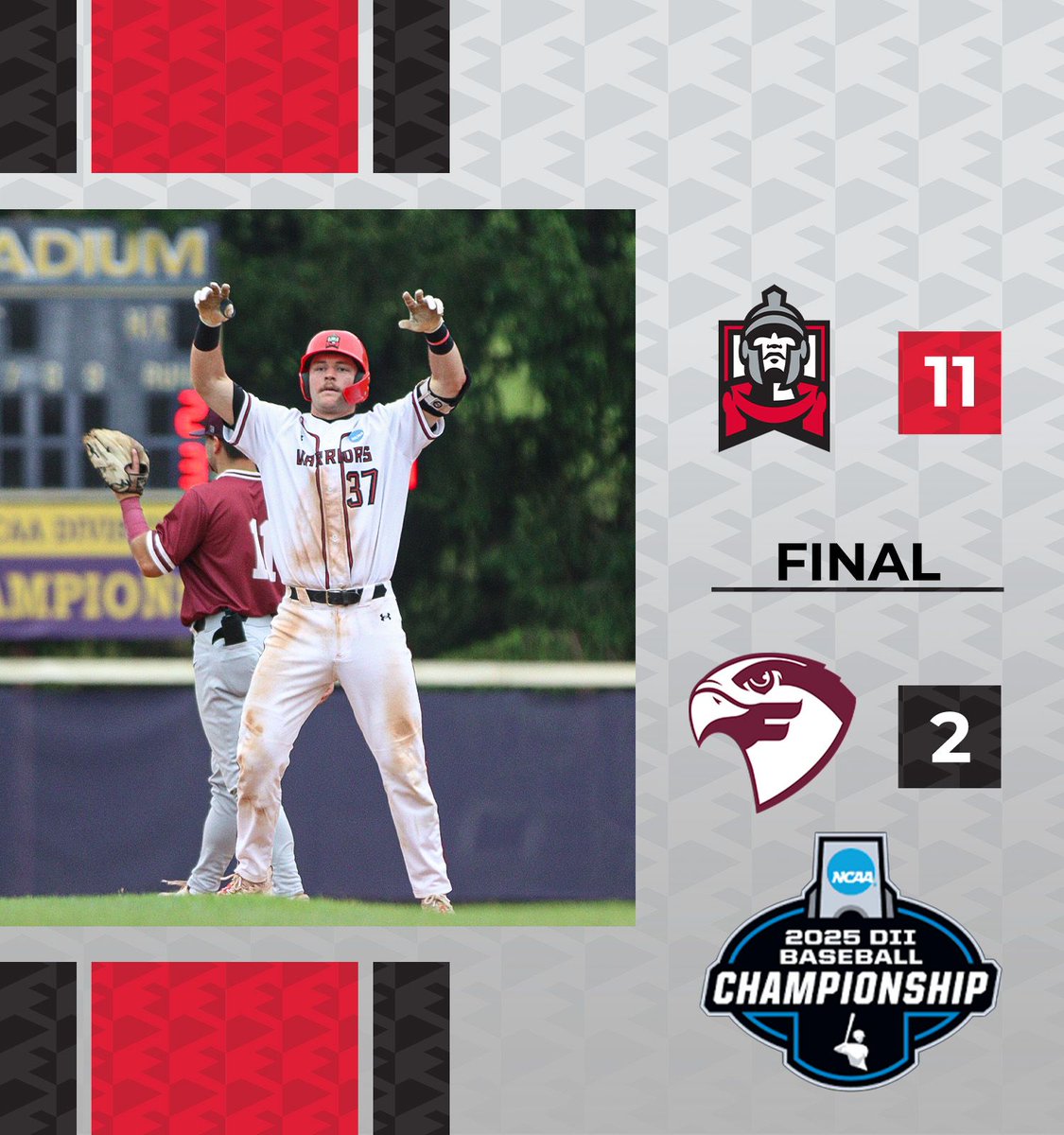 𝟏-𝟎 ⚔️⚾ 

The Warriors finished Day 1 of the Atlantic Regional 1-0 with an 11-2 win over the Fighting Falcons!

#WhereWarriorsBelong