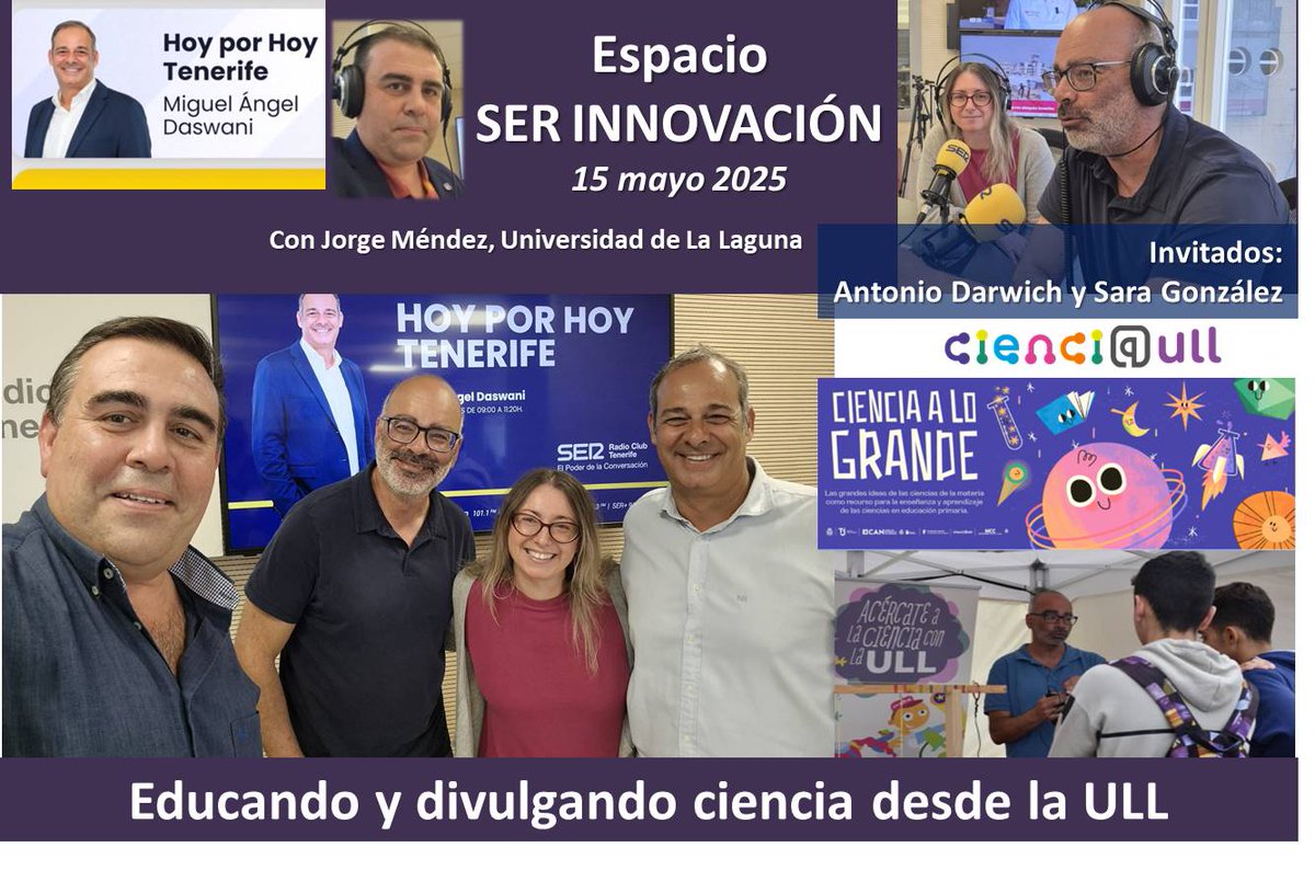 "Educando y divulgando ciencia desde la <a href="/ULL/">Universidad de La Laguna</a>" .Conoce la labor de la la Unidad de Cultura Científica e Innovación <a href="/CienciaULL/">Cienci@ULL</a>. Con su Director Antonio Darwich y Sara González, co-directora del proyecto "Ciencia a lo grande". Escucha entrevista 📻🎙👉🏻
youtu.be/TMkIzbg0-zE?si…