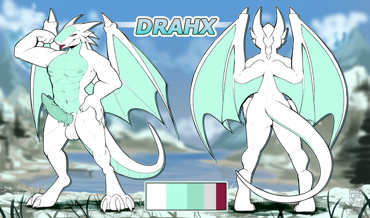 Commission for Drahx! 
a lil refsheet of a dragon!