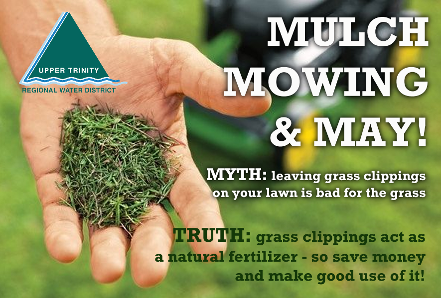 It's time to #MowBetter! Set your mower blade at the highest setting and leave grass clippings on the lawn to improve its health and prevent pollution of nearby waterways! Check out these tips and more at bit.ly/3HHX46a. #WaterLessYall