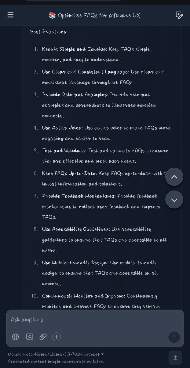 ru_onah's tweet image. I  explored HuggingChat.AI which is an open source alternative to chat GPT it has different exciting features and assistants. I prompted it to give ideas optimize FAQs for softwares
#huggingchat #AI #OpenSource #ALX_AiSK  @alx_africa