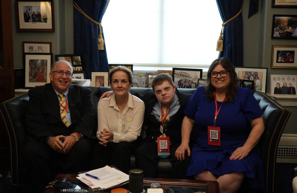 RepDean's tweet photo. Happy to catch up with my friends, Julia and Mitch—and their remarkable son, Evan.

Their family was recently in D.C. with the National Down Syndrome Society.

From education to health to employment, NDSS works to ensure people with Down syndrome can live a full, beautiful life. https://t.co/yC7CnFd0c4
