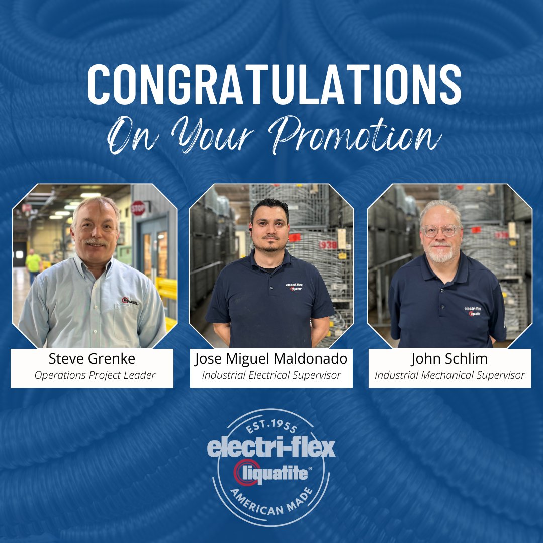Big congratulations to Steve Grenke, Jose Miguel Maldonado, and John Schlim from our Maintenance Department! Their experience, dedication, and hard work play a vital role in keeping our operations running strong. We wish you continued success and growth in your new roles!