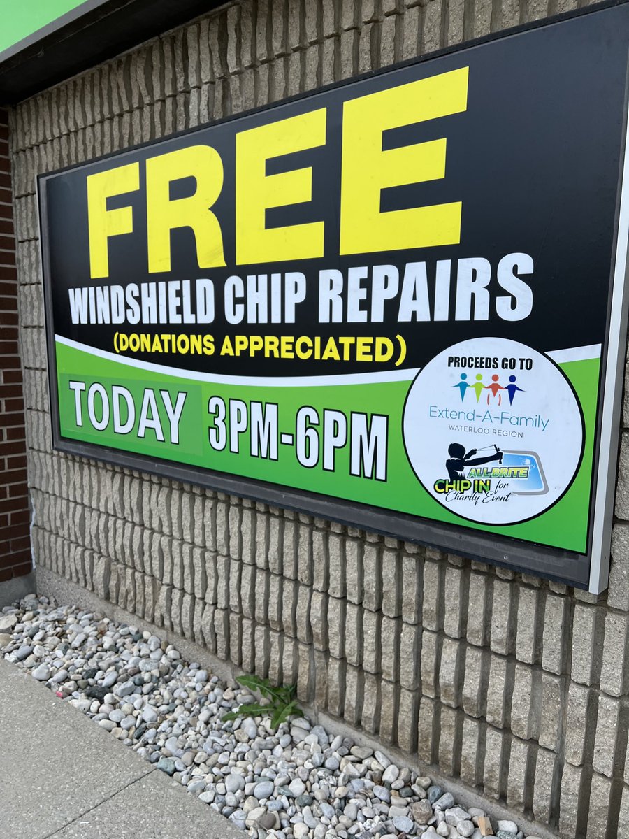 EAFWR_Engage's tweet photo. Today’s the day! Stop in ⁦@allbriteglass⁩ to get your windshield stone chip repaired for free with a donation to ⁦@EAFWR⁩ https://t.co/7i4yiYsAZz