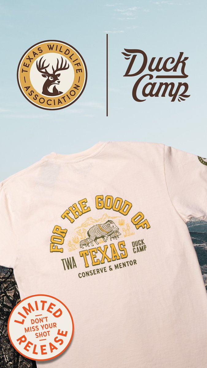 Our friends at <a href="/DuckCamp/">Duck Camp</a> have done it again! This year's limited release TWA shirt features a denizen of Texas scrub and rock, the javelina. Visit Duck Camp's Austin location on May 22 for the new T launch and a crawfish feast! #forthegoodoftexas