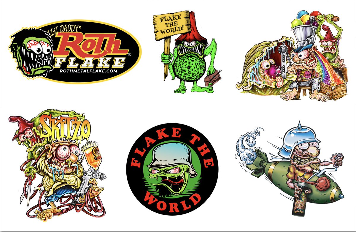 RothMetalFlake's tweet photo. *NEW* Sticker Sheet is in! We're diggin' that throwback to the classic "Lil' Daddy" Roth website with the Mr. Winkie holding the F.T.W sign!

Grab it here: https://t.co/iHjHqXG5qF

OR grab both Sticker Sheets here: https://t.co/KX79Zcl3z5 https://t.co/RthWcGp4N5