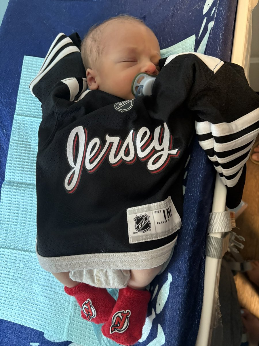 Introducing the newest <a href="/NJDevils/">New Jersey Devils</a> fan TJ!

Born on May 12th weighing 7 lb 3 oz.

Will try and get him to a game(s) next season 🏒