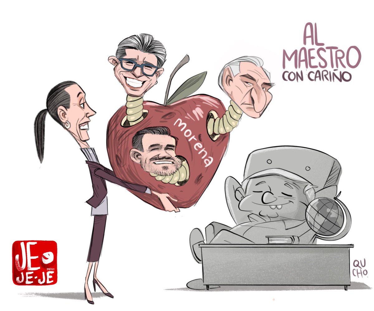 Una manzana podrida… con gusanos de confianza.
Porque en Morena, el verdadero homenaje no es con tiza y pizarrón,
es con lealtad ciega, puestos asegurados… y fruta en descomposición.

Por <a href="/qucho/">Qucho</a> 

#JejejePolítico #DíaDelMaestro #MorenaInterna #CaricaturaPolítica