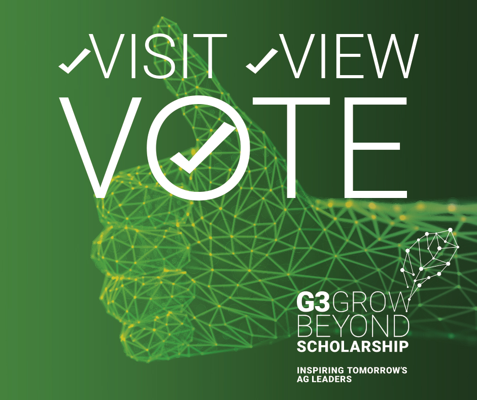 The future of Canadian agriculture starts now! 🌾🚜

Students across the country shared bold ideas through the G3 Grow Beyond Scholarship. Watch their videos &amp; vote for your favourite!

👉 g3growbeyond.org/videos/