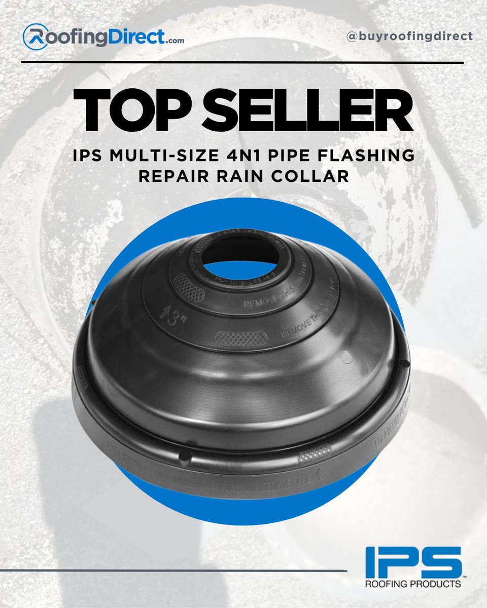 BuyRoofing's tweet image. Leaky vent?
Fix it fast with the IPS 4N1 Rain Collar—no caulk, no mess, just a perfect fit and instant protection!  

#RoofRepair #RoofingDirect #LeakFix #DIYRepair